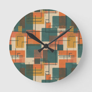 Reloj Redondo Mediano Patrón abstracto retro de mediados de siglo modern