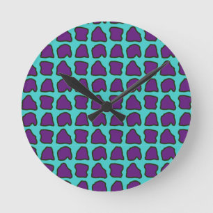 Reloj Redondo Mediano Patrón Aqua Blue Purple Giraffe Spots