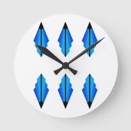 Reloj Redondo Mediano Patrón art decó 3 en azul