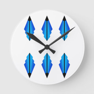 Reloj Redondo Mediano Patrón art decó 3 en azul