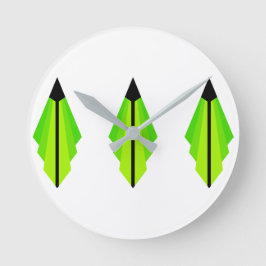 Reloj Redondo Mediano Patrón art decó 3 en verde claro y lima