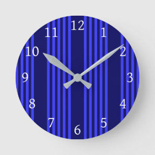 Reloj Redondo Mediano Patrón azul de cinco rayas