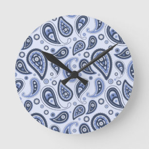 Reloj Redondo Mediano Patrón azul paisley