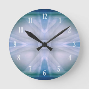Reloj Redondo Mediano Patrón azul y verde abstracto