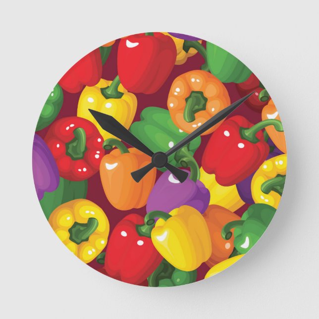 Reloj Redondo Mediano Patrón Bell Pepper (Anverso)