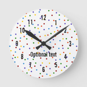Reloj Redondo Mediano Patrón blanco de puntos de polka arco iris