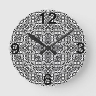 Reloj Redondo Mediano Patrón blanco y negro