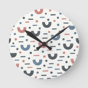 Reloj Redondo Mediano Patrón boho geométrico abstracto
