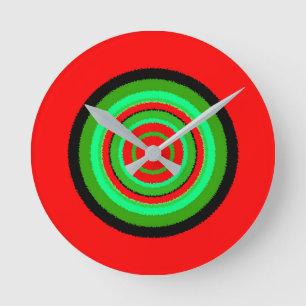 Reloj Redondo Mediano Patrón circular irregular verde rojo