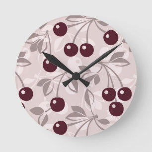 Reloj Redondo Mediano Patrón con cerezas 2