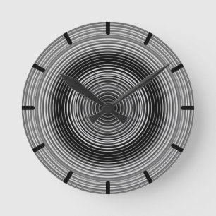 Reloj Redondo Mediano Patrón contemporáneo de estilo blanco y negro
