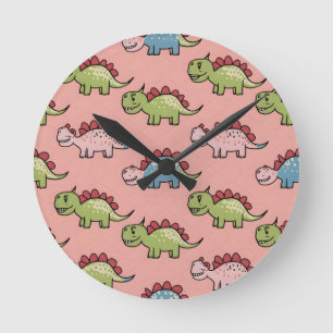 Reloj Redondo Mediano Patrón continuo de dinosaurio lindo