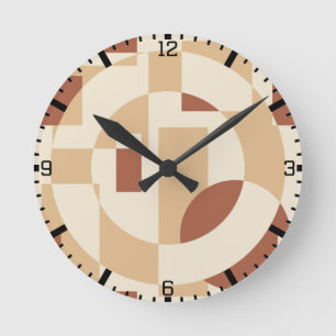 Reloj Redondo Mediano Patrón continuo de geometría de terracota