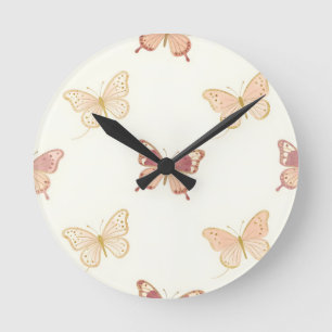 Reloj Redondo Mediano Patrón continuo de mariposas delicadas