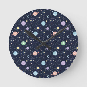 Reloj Redondo Mediano Patrón continuo de planetas del sistema solar