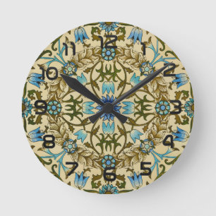 Reloj Redondo Mediano Patrón continuo Vintage Blue Vine de William Morri