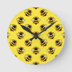 Reloj Redondo Mediano Patrón de abeja veraniego adorable