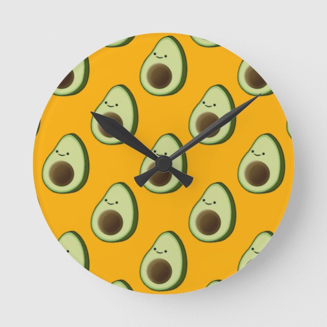 Reloj Redondo Mediano Patrón de aguacate (Anverso)