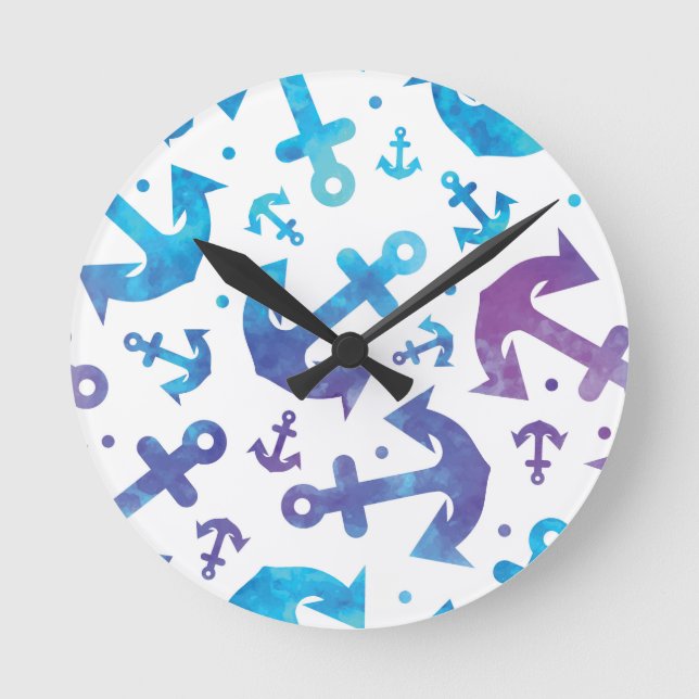 Reloj Redondo Mediano Patrón de anclaje de tinta 2 (Anverso)