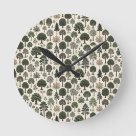 Reloj Redondo Mediano Patrón de Árboles