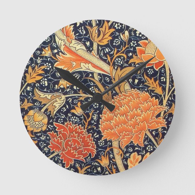 Reloj Redondo Mediano Patrón de Art Nouveau floral William Morris Cray (Anverso)