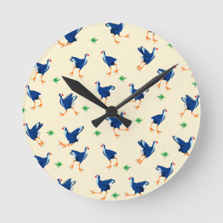 Reloj Redondo Mediano Patrón de aves Pukeko
