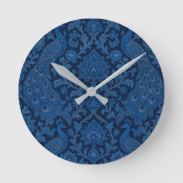 Reloj Redondo Mediano Patrón de azul pavo real profundo persa de lujo