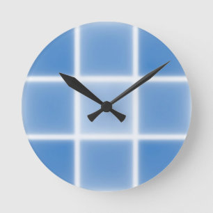 Reloj Redondo Mediano Patrón de Baldosas de Cuadrícula Azul Suave