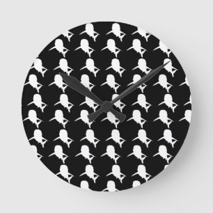 Reloj Redondo Mediano Patrón de ballena de tiburón de la Sombra negra y 