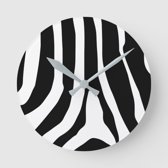 Reloj Redondo Mediano Patrón de bandas de impresión de cebra (Anverso)