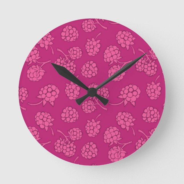 Reloj Redondo Mediano Patrón de Berry magenta (Anverso)