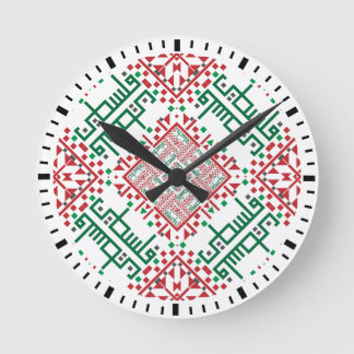 Reloj Redondo Mediano Patrón de bordado palestino tatreez