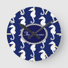 Reloj Redondo Mediano Patrón de caballitos de mar sin mar