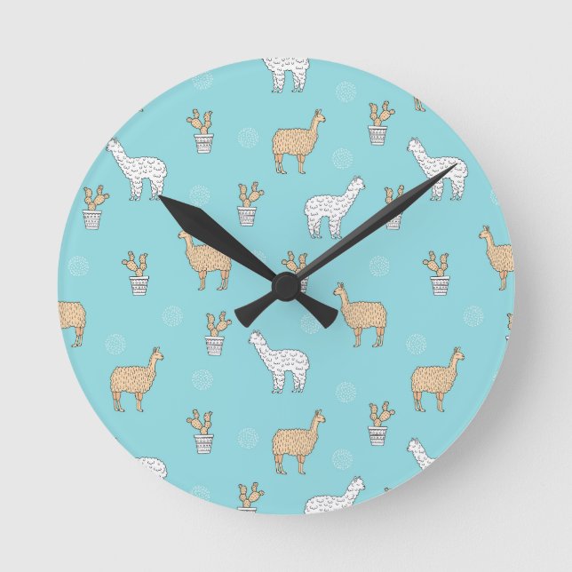 Reloj Redondo Mediano Patrón de cactus de caliquesa (Anverso)