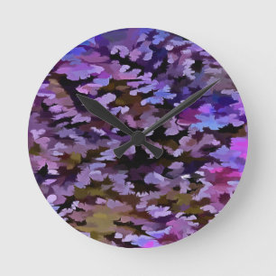 Reloj Redondo Mediano Patrón de camuflaje azul, rosa y sien