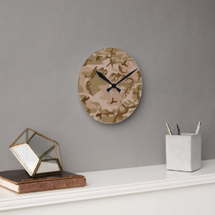 Reloj Redondo Mediano Patrón de camuflaje del desierto, patrón militar, 