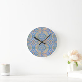 Reloj Redondo Mediano Patrón de cebra azul y dorado texturizado y simétr