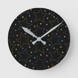 Reloj Redondo Mediano Patrón de cielo estrellado mágico colorido
