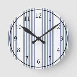 Reloj Redondo Mediano Patrón de cinco rayas azul-gris y blanco