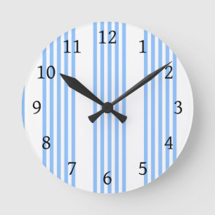 Reloj Redondo Mediano Patrón de cinco rayas azul y blanco