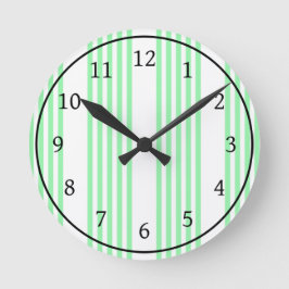 Reloj Redondo Mediano Patrón de cinco rayas verdes y blancas