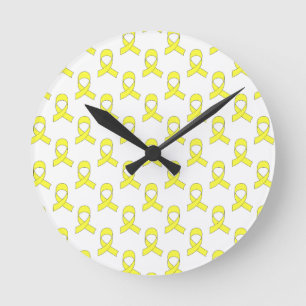 Reloj Redondo Mediano Patrón de cinta amarilla