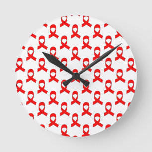Reloj Redondo Mediano Patrón de cinta roja