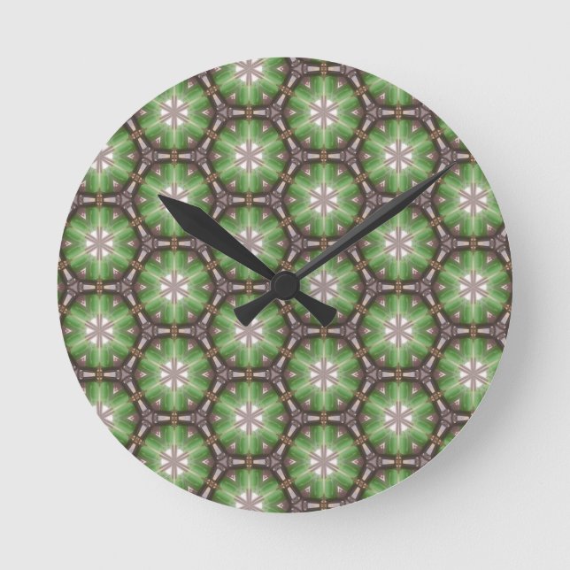 Reloj Redondo Mediano Patrón de Círculo Verde (Anverso)