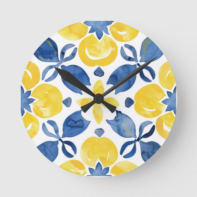 Reloj Redondo Mediano Patrón de cítricos (Anverso)