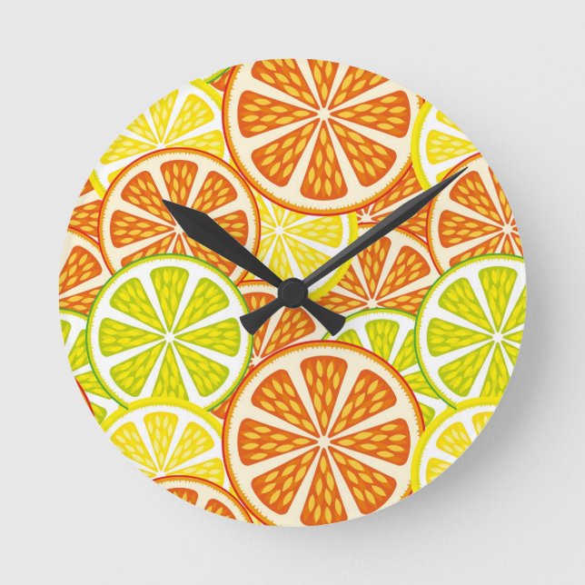 Reloj Redondo Mediano Patrón de cítricos (Anverso)