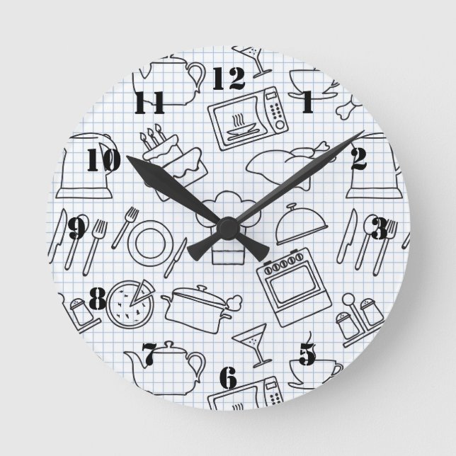 Reloj Redondo Mediano Patrón de cocina 4 (Anverso)