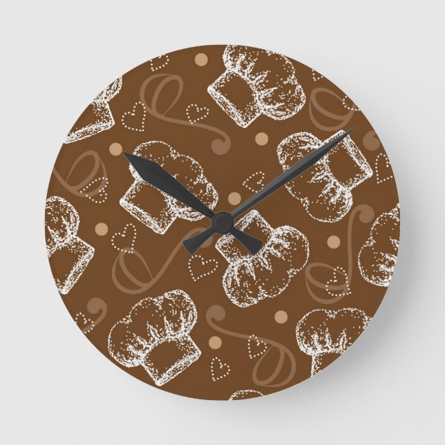 Reloj Redondo Mediano Patrón de cocina con gorra del chef (Anverso)