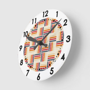 Reloj Redondo Mediano Patrón de colcha sin costuras Heritage Grid