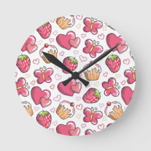 Reloj Redondo Mediano patrón de comida romántica
